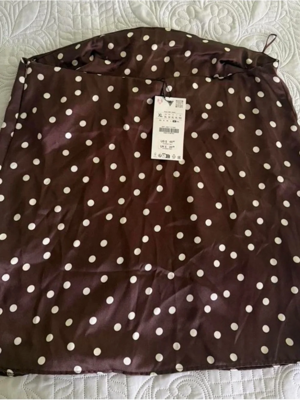 Zara Brown Pencil Skirt with White Polka Dots
